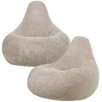I.C.O.N. Icon Dalton Sitzsack Cord, Beige, 2er-Pack, Gaming Sitzsack