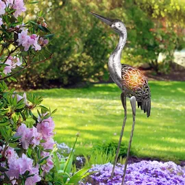 ETC Shop LED Solarleuchte, Kranich grau, Höhe 77 cm