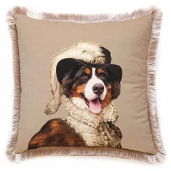Casa Padrino Luxus Deko Samt Kissen Lord Bernhardiner Creme 45 x 45 cm
