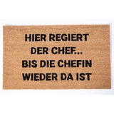 Jet-Line Kokos Fußmatte regina 45x75x1,5 cm Schuhabstreifer Schriftaufdruck Outdoor 100 % Kokos