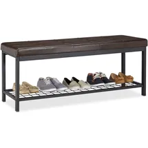 Relaxdays Schuhbank XXL 115 x 49 x 40 cm braun gepolstert / braun