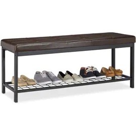 Relaxdays Schuhbank XXL 115 x 49 x 40 cm braun gepolstert / braun