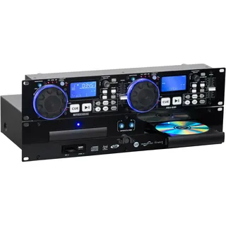 Pronomic CDJ-230 Doppel DJ CD Player - Dual CD MP3 Player mit separatem Controller - USB und SD - Pitch Bender und DSP-Effekte - Seamless Loop - 19 Zoll Rackformat - Schwarz