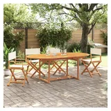 furnicato Gartenstuhl Echtholz Garten-Regiestuhl 53 x 47 x 90 cm in Cremeweiß (4 St), Klappbarer Campingstuhl mit atmungsaktivem Stoff und Ölbehandlung weiß