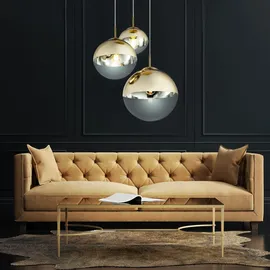 GLOBO Glas Kugel Hänge Lampe gold Fernbedienung Decken Leuchte dimmbar im Set inkl. RGB LED Leuchtmittel
