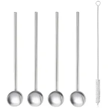 Metaltex Cocktaillöffel/Trinkhalm 4 St. Silber