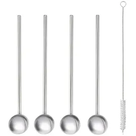 Metaltex Cocktaillöffel/Trinkhalm 4 St. Silber