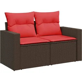 vidaXL Gartensofa-Set mit Kissen, braun, Polyrattan