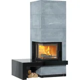 Specksteinkamin 6/26/45.10.0 8 kW - Speckstein / Nero Assoluto - Radiante 500/45 K ECOplus - Bank links