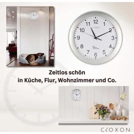 cloxon Funkwanduhr 30 cm modern Uhr Wand - Silber