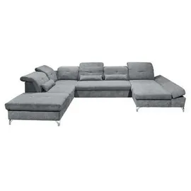 ed exciting design Wohnlandschaft Polyester U-Form 3-Sitzer Grau