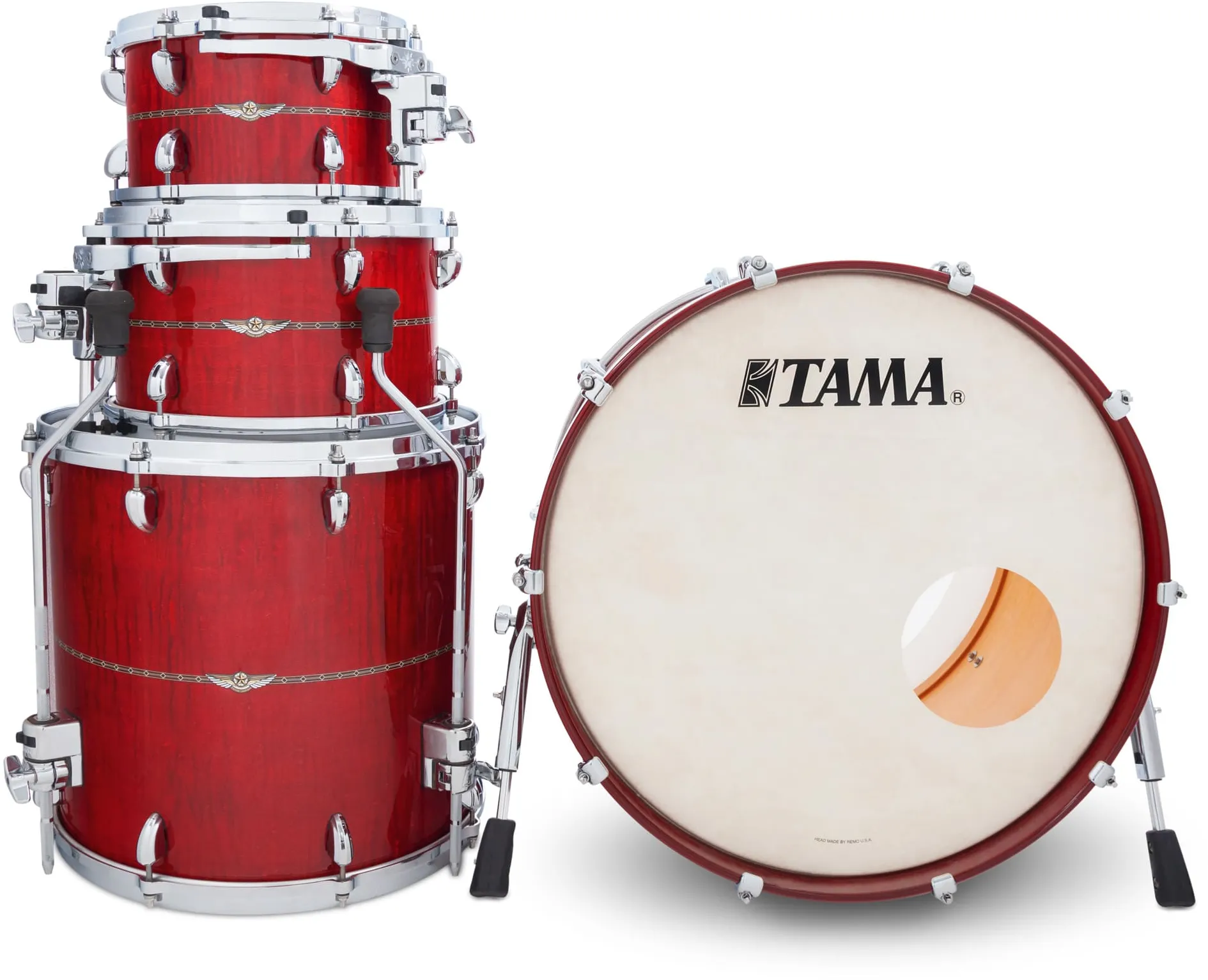 Tama TM42RZSS-RRCM Star Maple 22" 10" 12" 16" Shell Set Raspberry Curly Maple