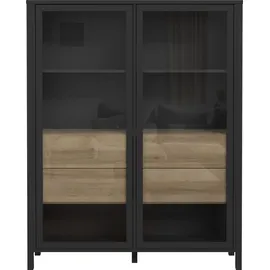 Forte Vitrine HIGH Rock 121,3 x 40,2 x 152,3 cm Schwarz/Riviera Eiche