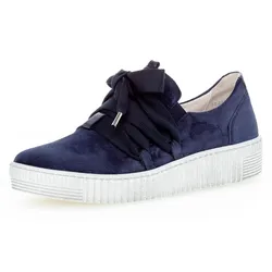 Plateausneaker GABOR, Damen, Gr. 40, blau (dunkelblau), Veloursleder, sportlich, Schuhe, Slip-On Sneaker, Slipper, Schnürschuh mit Zierschnürung