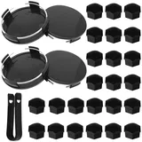 LongZYU Radnabenkappen Set mit 4 Nabendeckel 60 mm und 24 Radschraubenkappen 17 mm Universal Radnabendeckel aus ABS Felgendeckel Sechskant Radmutternkappen Radmuttern Abdeckungen für VW Au Autos