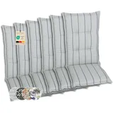 GO-DE Textil Bequeme und attraktive Polsterauflagen für Hochlehner-Gartenstühle (6er-Set, Stripes Exclusive hellgrün, Hochlehner)