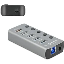 DeLock USB 3.2 Gen 1-Hub USB 3.0 Grau