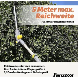 FANZTOOL Akku Teleskop Heckenschere inkl. 1 x 2,0 Ah