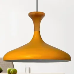 Bamyum Champion aus Holz Metall E27 Moderne Gelb Hängelampe