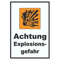 HB-Druck Schild Gefahrensymbol Explosionsgefahr hochkant A3 Rückseite selbstklebend