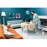 simurq Tischdecke Wasserabweisend Leinenoptik Rund 140 x 140 cm Beige