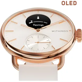 Withings ScanWatch 2 38 mm perl weiß/rosegold, Sport Fluorelastomer-Armband weiß/rosegold