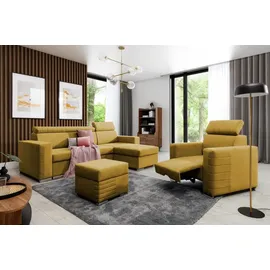 Fun Möbel Ecksofa Schlafsofa Sofa CANTON in Stoff Camelia Senfgelb Ottomane Rechts - Gelb