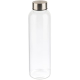 APS Trinkflasche aus Glas, 18/8 Edelstahl, 66907 Trinkflasche/Glasflasche, 6,5 x 6,5, Höhe 23,5 cm, Ø 6,5 cm, 0,55 Liter, transparent