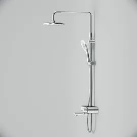 AM.PM Duschsystem Regendusche mit Thermostat 38°C Edelstahl Duscharmatur Set, Duschsäule Regendusche, inkl. verstellbar Duschstange Handbrause F07XB300