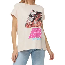 RE:COVERED X STAR WARS Damen T-Shirt mit ""Darth Vader & The Empire Strikes Back""-Print Baumwoll-Shirt Rundhals-Shirt Boyfriend-Cut MMSTW2392 Rosa - XXL