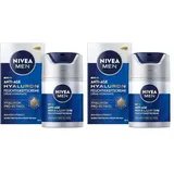 NIVEA MEN Anti-Age Hyaluron Feuchtigkeitscreme, Gesichtspflege mit Hyaluron, Pro-Retinol und LSF 15, Gesichtscreme für 24h Feuchtigkeit und sichtbare Faltenmilderung (50 ml) (Packung mit 2)