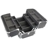 HMF Alu Kosmetikkoffer mit individuellen Trennwänden, Schminkkoffer leer, 33 x 22,5 x 24 cm Schwarz