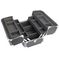 HMF Alu Kosmetikkoffer mit individuellen Trennwänden, Schminkkoffer leer, 33 x 22,5 x 24 cm Schwarz
