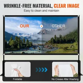 Vevor Projektionsleinwand mit Ständer 381cm Tragbare Filmleinwand 16:9 Outdoor Indoor Beamer Leinwand 347 x 201.9cm Mobile Beamer Leinwand 160°