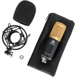 Pronomic CM-100BG Studio Großmembranmikrofon inkl. Spinne & Windschutz Schwarz