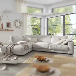 KAWOLA Ecksofa Madeline Cord Recamiere links hellgrau