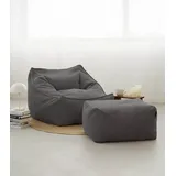 mokebo Sitzsack Der Lümmel Cord 73 x 60 x 138 cm Grau mit Hocker