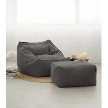 mokebo Sitzsack Der Lümmel Cord 73 x 60 x 138 cm Grau mit Hocker