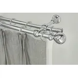 GARESA Gardinenstange GARESA "ANDREA", grau (chromfarben), L:300cm Ø:20mm, Metall, Gardinenstangen, Vorhanggarnitur, verlängerbar, Endknopf Kugel lang, mit Ringen