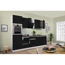 Respekta Küchenzeile Lorena Doppelblock 280 cm E-Geräte schwarz hochglänzend