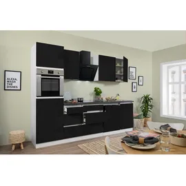 Respekta Küchenzeile Lorena Doppelblock 280 cm E-Geräte schwarz hochglänzend