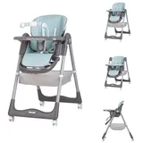 Chipolino Chiplolino Kinderhochstuhl First Spoon Räder klappbar Spielbogen Gurt Fußstütze Farbe:tuerkis