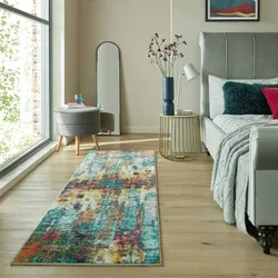 Kadima Design Bunter Handgewebter Teppich für das moderne Zuhause - `Fal` `Abstraction`. 66x230 cm