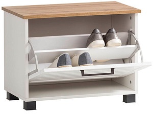 Produktbild MÖBELPARTNER Schuhbank Jelda 154745 weiß, landhaus-eiche Holz 62,0 cm