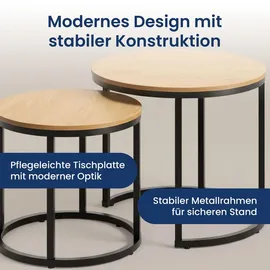 home collective Couchtisch Rund Eiche hell 50 x 43 cm