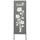 levandeo Gartenaufsteller Garten H83cm Metall Grau Gartenstecker Stele Garten-Deko Deko Gartenstele Blume