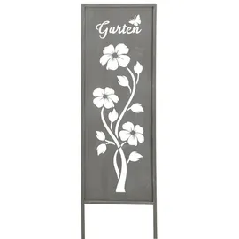 levandeo Gartenaufsteller Garten H83cm Metall Grau Gartenstecker Stele Garten-Deko Deko Gartenstele Blume