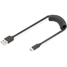 Digitus USB 2.0 USB-A Stecker, USB-C® Stecker 1.00m Schwarz beidseitig verwendbarer Stecker, doppelt geschirmt