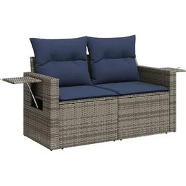vidaXL 5-teiliges Gartensofa-Set mit Kissen, grau, Polyrattan - Grau