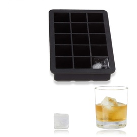 Relaxdays Eiswürfelform aus Silikon, für 2,5 cm Eiswürfel, BPA-frei, Eiswürfelbehälter, HxBxT: 3 x 15 x 9,5 cm, schwarz